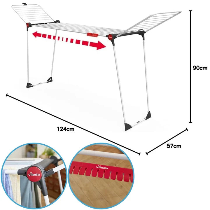 Tendedero con Varillas Telescópicas, Extensible hasta 2 Metros - Vileda Infinity Flex Plus